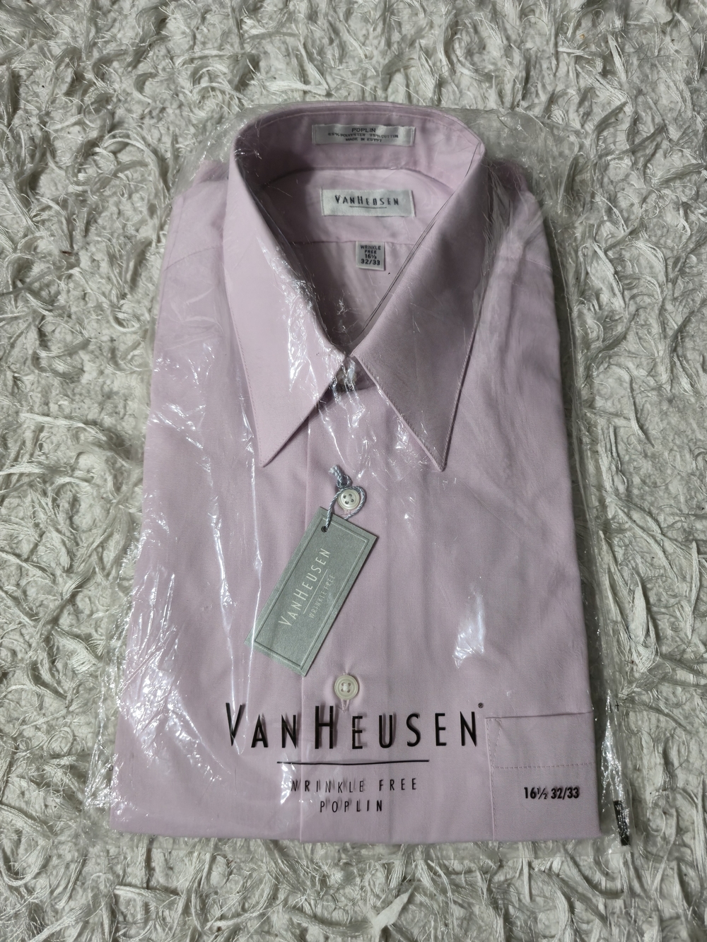 Van Heusen Men's Pink Dress Shirt - Poplin Wrinkle Free
